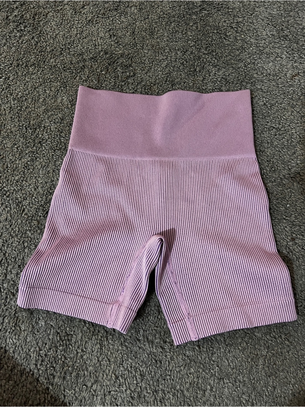 Colsie High-Waist Ribbed Bike Shorts - Lilac Pink